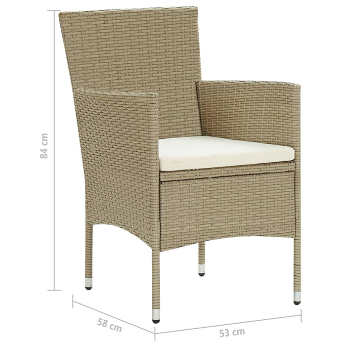 Sedie da Pranzo per Giardino 2 pz in Polyrattan Beige cod mxl 6633