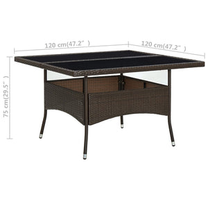 Tavolo da Pranzo da Giardino Marrone in Polyrattan e Vetro cod mxl 34404