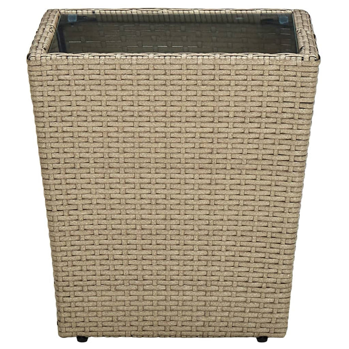Tavolino Beige 41,5x41,5x44 cm in Polyrattan e Vetro Temperato cod mxl 34189