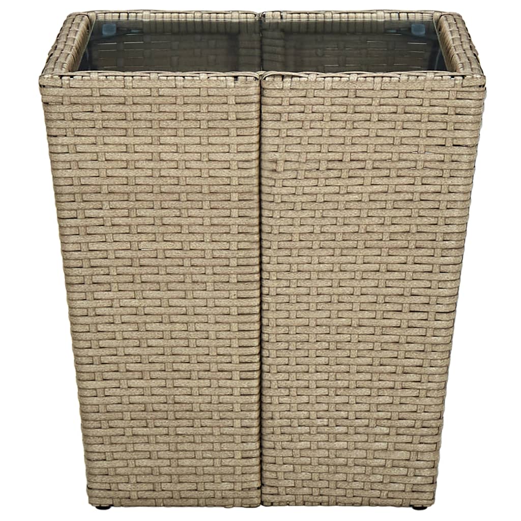 Tavolino Beige 41,5x41,5x44 cm in Polyrattan e Vetro Temperato cod mxl 34189