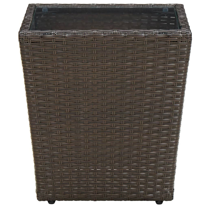 Tavolino Marrone 41,5x41,5x44cm in Polyrattan e Vetro Temperato 310558