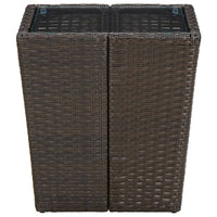 Tavolino-Tavolino da soggiorno-Tavolo Marrone 41,5x41,5x44cm in Polyrattan e Vetro Temperato