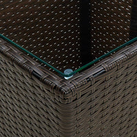 Tavolino Marrone 41,5x41,5x44cm in Polyrattan e Vetro Temperato cod mxl 34135