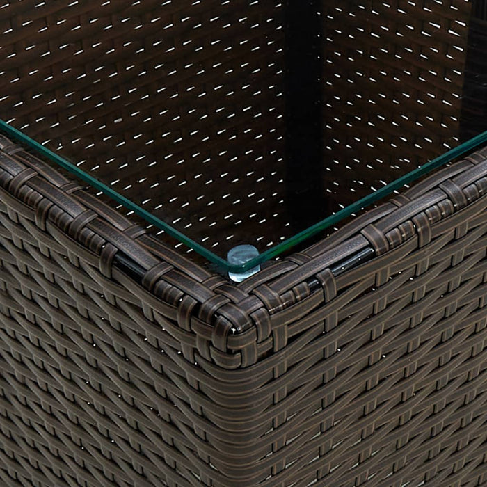Tavolino Marrone 41,5x41,5x44cm in Polyrattan e Vetro Temperato 310558