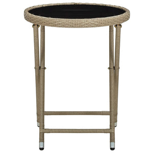 Tavolino-Tavolino da soggiorno-Tavolo Beige 60 cm in Polyrattan e Vetro Temperato