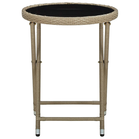 Tavolino Beige 60 cm in Polyrattan e Vetro Temperato 310559
