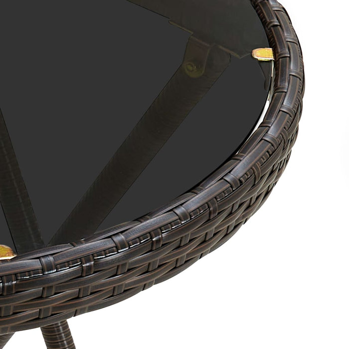 Tavolino da Salotto Marrone 60 cm Polyrattan e Vetro Temperato 310560