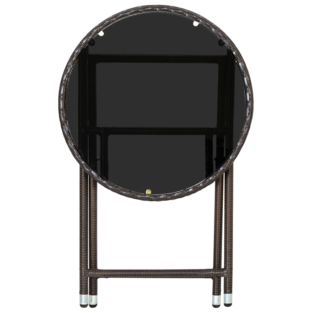Tavolino da Salotto Marrone 60 cm Polyrattan e Vetro Temperato 310560