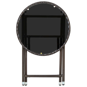 Tavolino da Salotto Marrone 60 cm Polyrattan e Vetro Temperato 310560