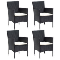 Sedie da Pranzo per Giardino 4 pz in Polyrattan Nero cod mxl 23098