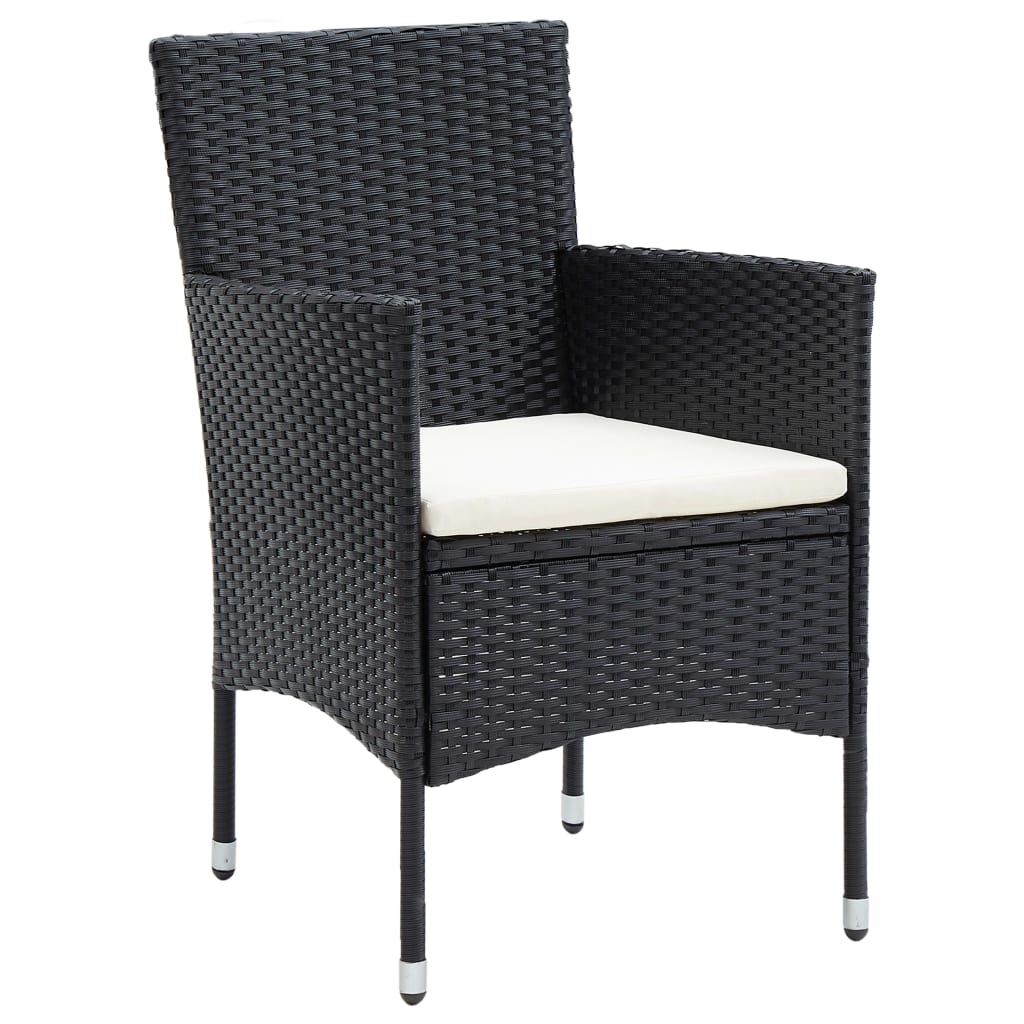 Sedie da Pranzo per Giardino 4 pz in Polyrattan Nero 310562
