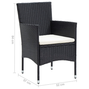 Sedie da Pranzo per Giardino 4 pz in Polyrattan Nero cod mxl 23098