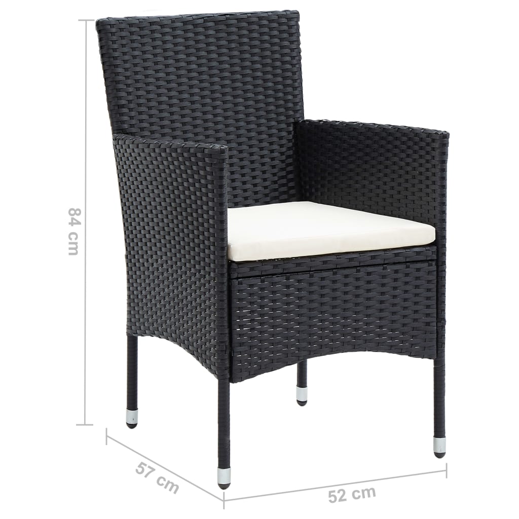 Sedie da Pranzo per Giardino 4 pz in Polyrattan Nero 310562