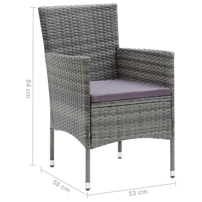 Sedie da Pranzo per Giardino 4 pz in Polyrattan Grigio 310563