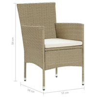 Sedie da Pranzo per Giardino 4 pz in Polyrattan Beige 310564