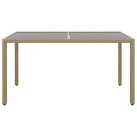 Tavolo Giardino 150x90x75cm Vetro Temperato Polyrattan Beige