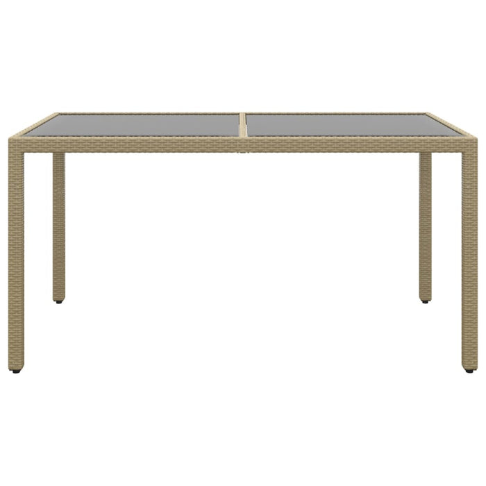 Tavolo Giardino 150x90x75cm Vetro Temperato Polyrattan Beige 310576