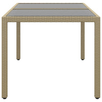 Tavolo Giardino 150x90x75cm Vetro Temperato Polyrattan Beige 310576
