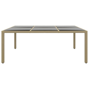 Tavolo Giardino 200x150x75 cm Vetro Temperato Polyrattan Beige cod mxl 34095