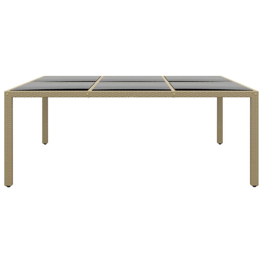Tavolo Giardino 200x150x75 cm Vetro Temperato Polyrattan Beige cod mxl 34095