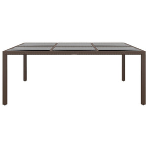 Tavolo da Giardino con Piano Vetro Marrone 200x150x75 cm Rattan cod mxl 34198