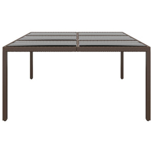 Tavolo da Giardino con Piano Vetro Marrone 200x150x75 cm Rattan 310589