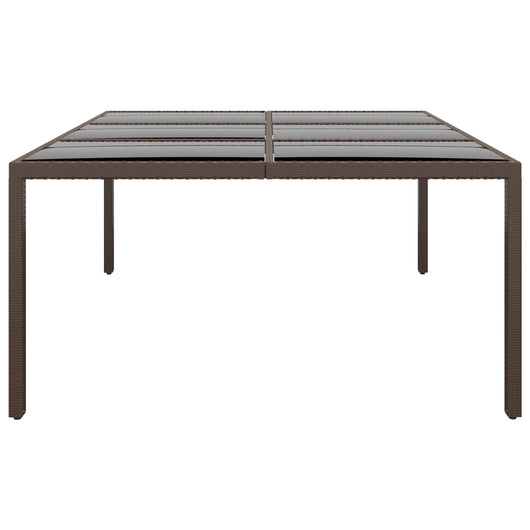Tavolo da Giardino con Piano Vetro Marrone 200x150x75 cm Rattan 310589