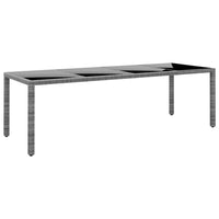 Tavolo Giardino Grigio 250x100x75cm Vetro Temperato Polyrattan