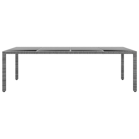 Tavolo Giardino Grigio 250x100x75cm Vetro Temperato Polyrattan