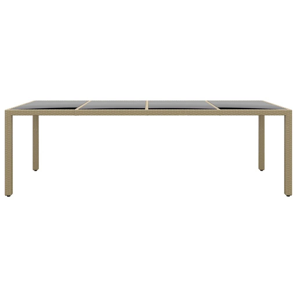 Tavolo da Giardino con Piano Vetro Beige in Polyrattan 310594