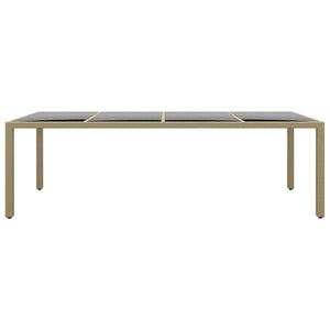 Tavolo da Giardino con Piano Vetro Beige in Polyrattan 310594