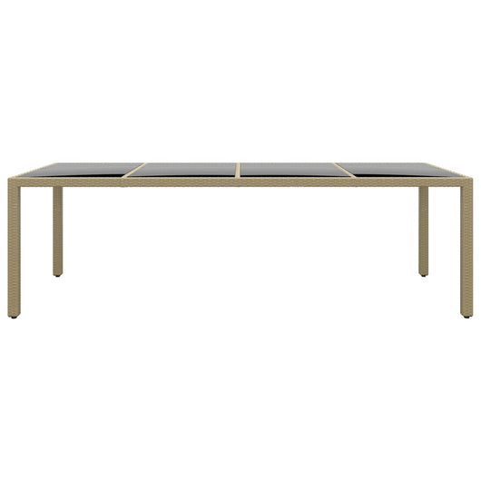 Tavolo da Giardino con Piano Vetro Beige in Polyrattan 310594