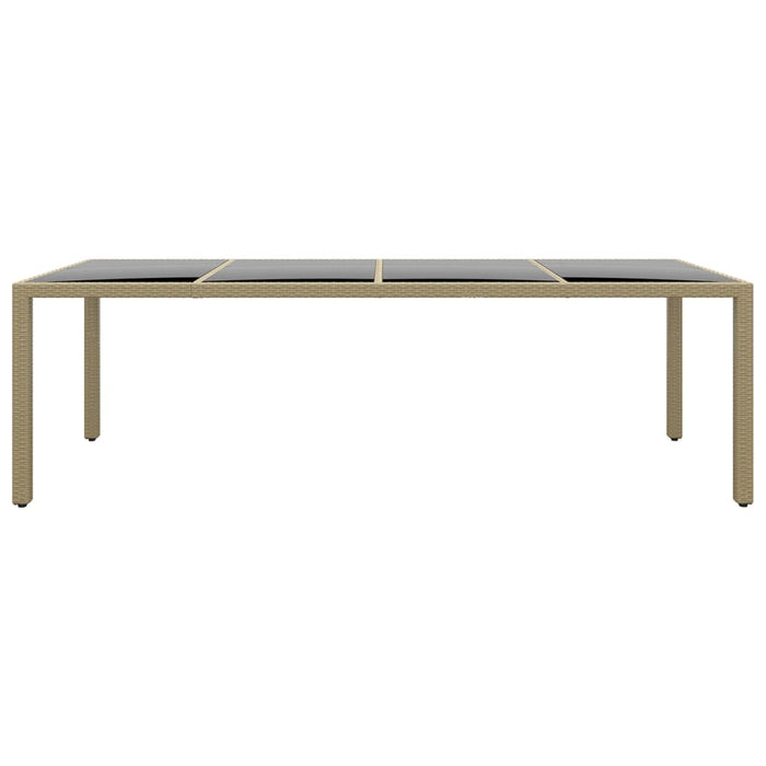 Tavolo da Giardino con Piano Vetro Beige in Polyrattan 310594