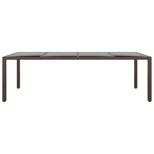 Tavolo da Giardino con Piano Vetro Marrone in Polyrattan 310595
