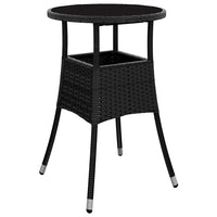 Tavolo da Giardino Ã˜60x75 cm Vetro Temperato e Polyrattan Nero cod mxl 34233