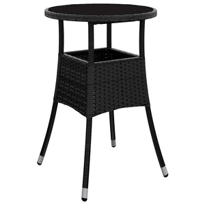 Tavolo da Giardino Ã˜60x75 cm Vetro Temperato e Polyrattan Nero cod mxl 34233