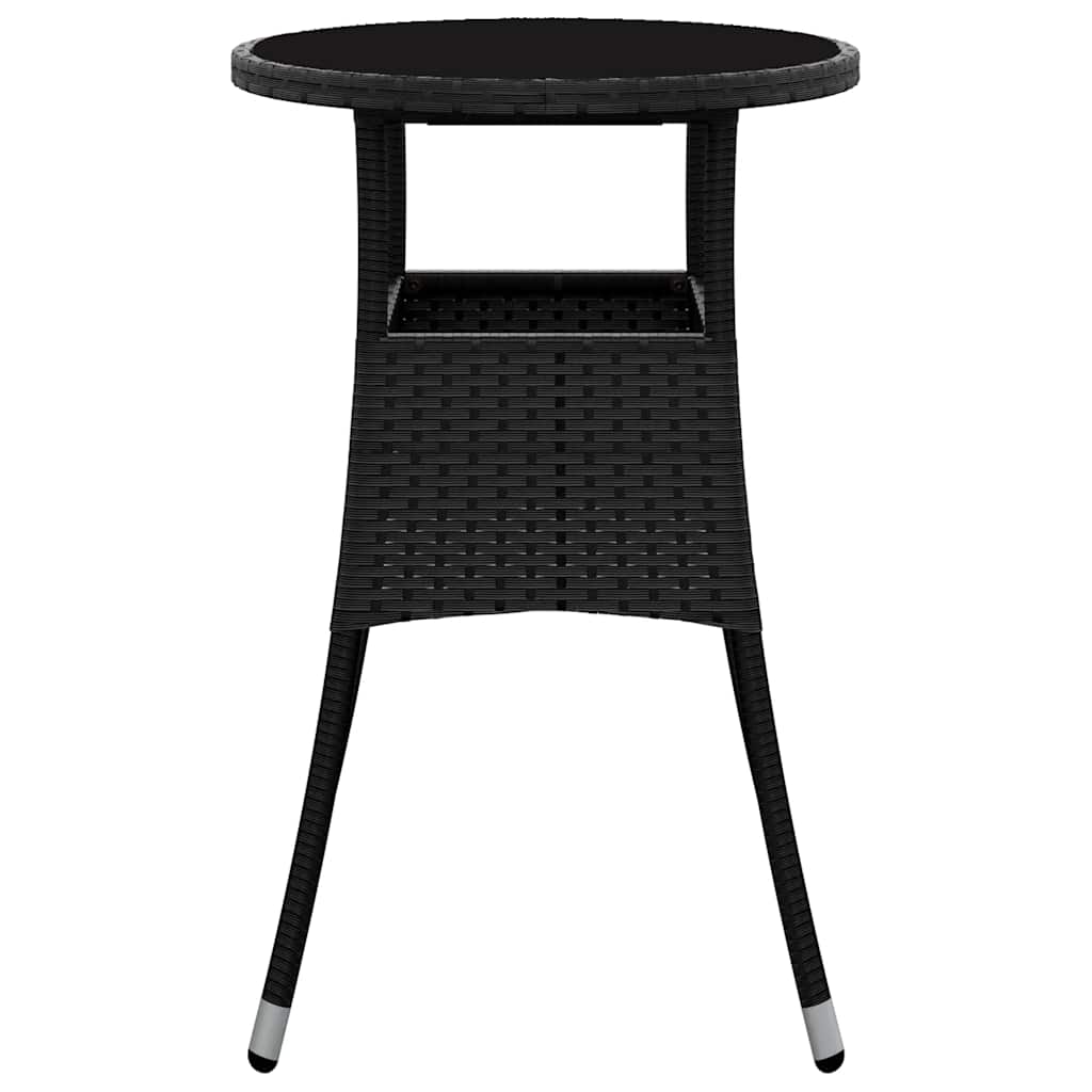 Tavolo da Giardino Ã˜60x75 cm Vetro Temperato e Polyrattan Nero cod mxl 34233