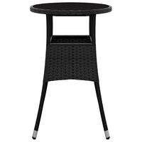 Tavolo da Giardino Ã˜60x75 cm Vetro Temperato e Polyrattan Nero cod mxl 34233