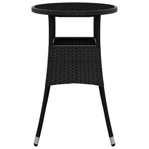 Tavolo da Giardino Ã˜60x75 cm Vetro Temperato e Polyrattan Nero cod mxl 34233