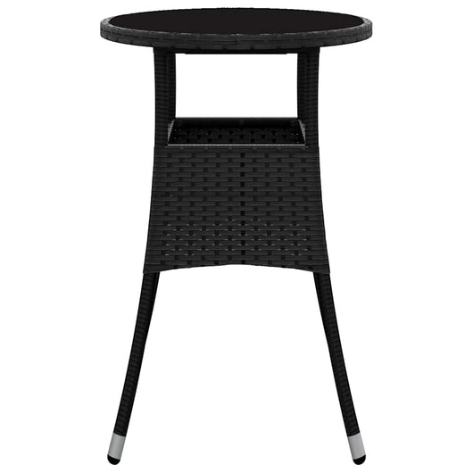 Tavolo da Giardino Ã˜60x75 cm Vetro Temperato e Polyrattan Nero cod mxl 34233
