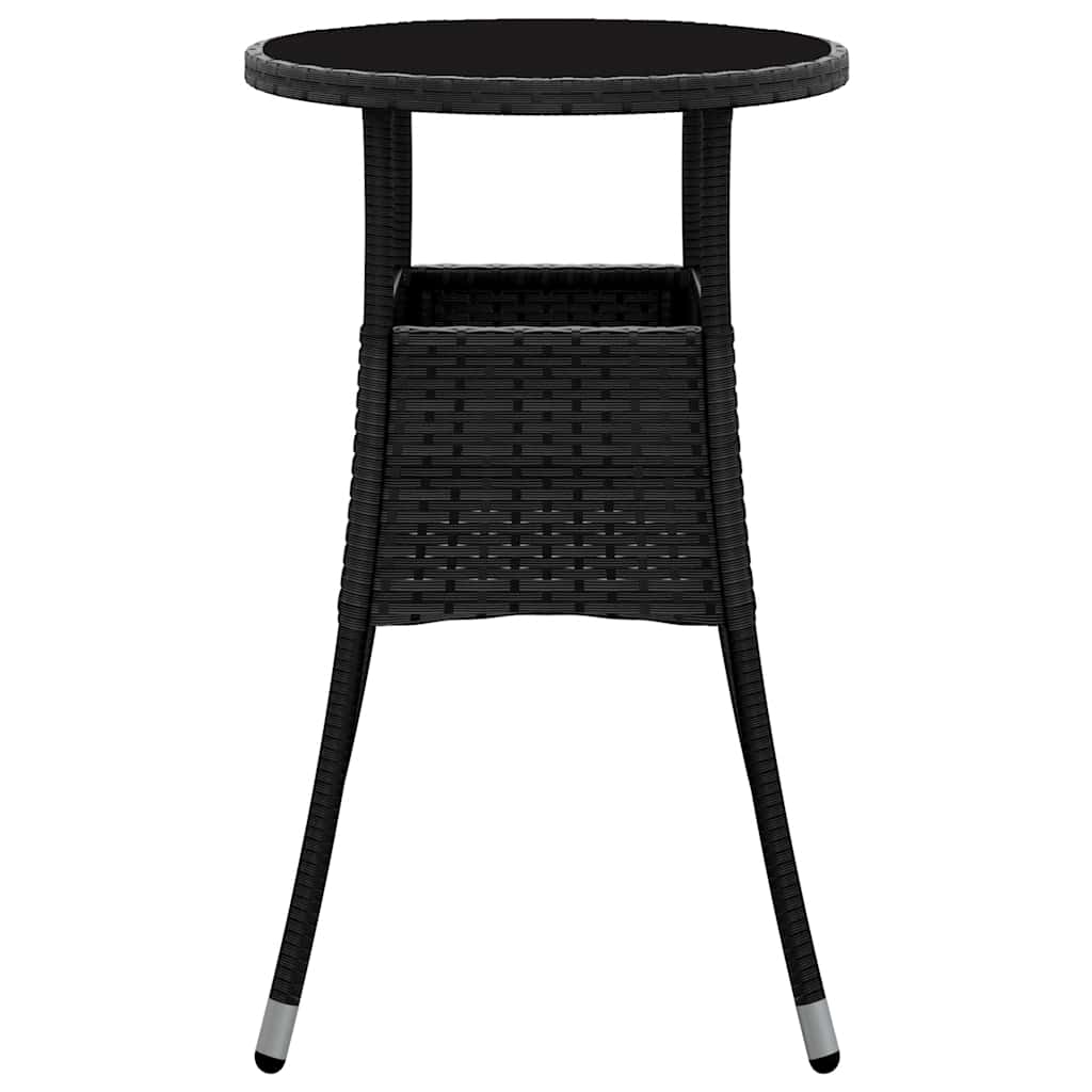 Tavolo da Giardino Ã˜60x75 cm Vetro Temperato e Polyrattan Nero cod mxl 34233