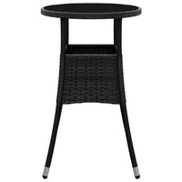 Tavolo da Giardino Ã˜60x75 cm Vetro Temperato e Polyrattan Nero cod mxl 34233