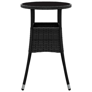 Tavolo da Giardino Ã˜60x75 cm Vetro Temperato e Polyrattan Nero cod mxl 34233