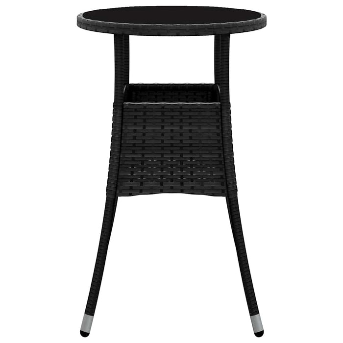 Tavolo da Giardino Ã˜60x75 cm Vetro Temperato e Polyrattan Nero cod mxl 34233