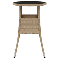 Tavolo da Giardino Ã˜60x75 cm Vetro Temperato e Polyrattan Beige
