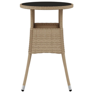Tavolo da Giardino Ã˜60x75 cm Vetro Temperato e Polyrattan Beige