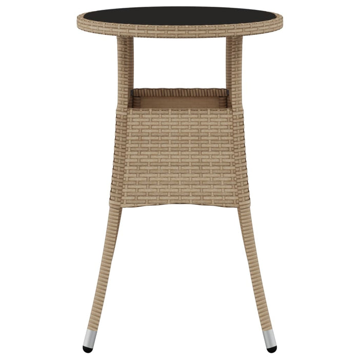 Tavolo da Giardino Ã˜60x75 cm Vetro Temperato e Polyrattan Beige