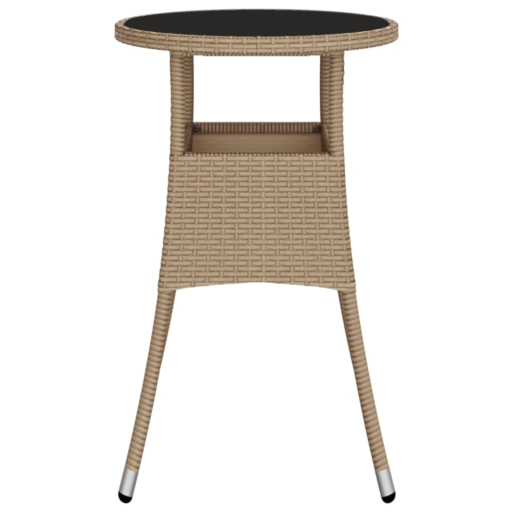 Tavolo da Giardino Ã˜60x75 cm Vetro Temperato e Polyrattan Beige
