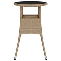 Tavolo da Giardino Ã˜60x75 cm Vetro Temperato e Polyrattan Beige
