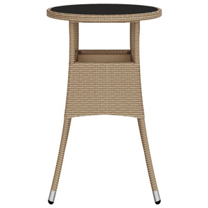 Tavolo da Giardino Ã˜60x75 cm Vetro Temperato e Polyrattan Beige